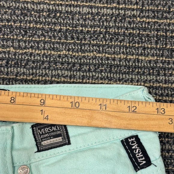 Versace Jeans Couture Pants Womens 26 Mint Green Good High Rise Tapered Italy - Picture 5 of 12